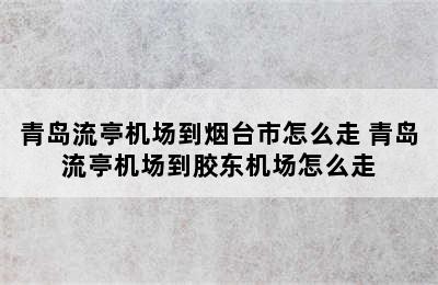 青岛流亭机场到烟台市怎么走 青岛流亭机场到胶东机场怎么走